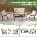 Patio Metal Dining Chairs with Cushions - Set of 2