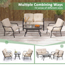 Patio Metal Dining Chairs with Cushions - Set of 2