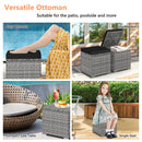 2 Pieces Patio Ottoman with Hidden Storage Space-Mix Grey