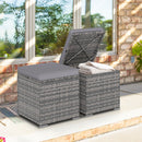 2 Pieces Patio Ottoman with Hidden Storage Space-Mix Grey