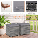 2 Pieces Patio Ottoman with Hidden Storage Space-Mix Grey