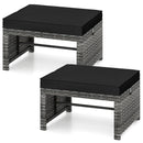 2 Pieces Patio PE Rattan Ottomans with Soft Zippered Cushions for Deck