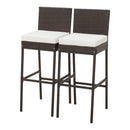 2 Pieces Patio Cushioned Wicker Barstools with Cozy Footrest