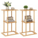 2 Pieces Side Table with Storage Shelves and Bamboo Construction-Natural