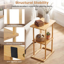 2 Pieces Side Table with Storage Shelves and Bamboo Construction-Natural