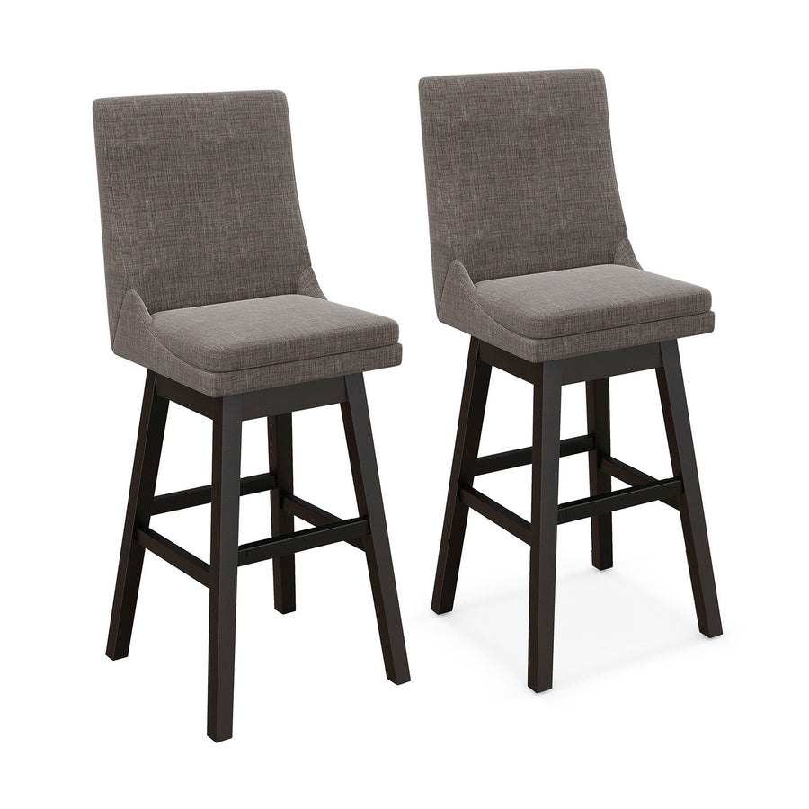 Set of 2 360¬∞ Swivel Bar Stool with Rubber Wood Legs Footrest