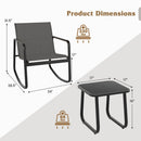 3-Piece Rocking Bistro Set with Glass Table for Patio