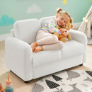 2-Seat Kids Sofa Toddler Sofa Couch with Soft Teddy Fleece Upholstery and Solid Wooden Frame