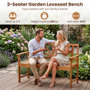 2-Seater Acacia Wood Loveseat Bench with Backrest
