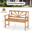 2-Seater Acacia Wood Loveseat Bench with Backrest