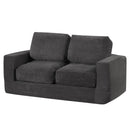 2-Seater Floor Couch Loveseat Foam Sofa with Removable Corduroy Cover
