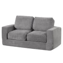 2-Seater Floor Couch Loveseat Foam Sofa with Removable Corduroy Cover
