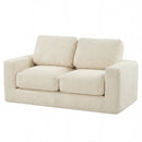 2-Seater Floor Couch Loveseat Foam Sofa with Removable Corduroy Cover