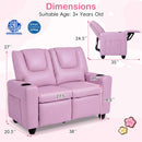 2-Seater Kids Recliner Double Toddler Sofa Chair with 2 Cup Holders