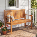 2-Seater Wooden Outdoor Bench with Backrest and Armrests