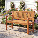 2-Seater Wooden Outdoor Bench with Backrest and Armrests