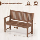 2-Seater Wooden Outdoor Bench with Backrest and Armrests