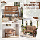 2-Seater Wooden Outdoor Bench with Backrest and Armrests