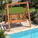 2-Seater Porch Swing with Stand and Adjustable Chains