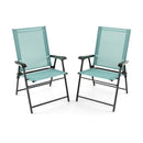 2 Set of Patio Dining Chair with Armrests and Metal Frame