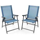 2 Set of Patio Dining Chair with Armrests and Metal Frame