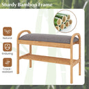 2-Tier Bamboo Shoe Bench with Storage and Padded Cushion-Gray
