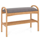 2-Tier Bamboo Shoe Bench with Padded Cushion and Shelf-Gray