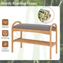 2-Tier Bamboo Shoe Bench with Padded Cushion and Shelf-Gray