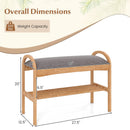 2-Tier Bamboo Shoe Bench with Padded Cushion and Shelf-Gray