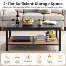 2-Tier Boho Coffee Table with Rattan Storage Shelf