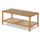 2-Tier Boho Coffee Table with Rattan Storage Shelf