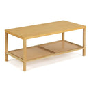 2-Tier Boho Coffee Table with Rattan Storage Shelf