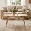 2-Tier Rattan Coffee Table with Rounded Corners
