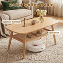 2-Tier Rattan Coffee Table with Rounded Corners
