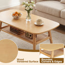2-Tier Rattan Coffee Table with Rounded Corners