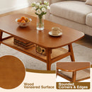 2-Tier Rattan Coffee Table with Rounded Corners