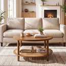 Round Rattan Coffee Table with Storage Shelf