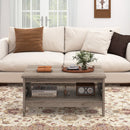 2-Tier Farmhouse Coffee Table with Open Shelf and Woven Decorations for Living Room