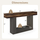 2-Tier Farmhouse Console Table 63" Long with Storage Shelf