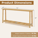 2-Tier Farmhouse Sofa Table with Teak Wood Frame and Storage Shelf