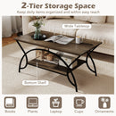 2-Tier Rectangle Coffee Table with Marble Pattern Top