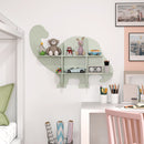 2-Tier Floating Dinosaur Kids Bookshelf for Children-Green