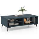 2-Tier Mid Century Modern Coffee Table with Storage Shelves Compartments