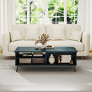 2-Tier Mid Century Modern Coffee Table with Storage Shelves Compartments