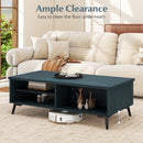 2-Tier Mid Century Modern Coffee Table with Storage Shelves Compartments