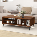 2-Tier Mid Century Modern Coffee Table with Storage Shelves Compartments