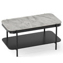 2-Tier Modern Rectangular Coffee Table with Sintered Stone Top