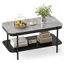 2-Tier Modern Rectangular Coffee Table with Sintered Stone Top