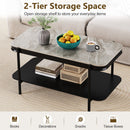 2-Tier Modern Rectangular Coffee Table with Sintered Stone Top