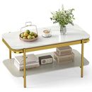 2-Tier Modern Rectangular Coffee Table with Sintered Stone Top